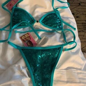 Strawberry Milk Mob Ariel Sequin Bikini Set Small